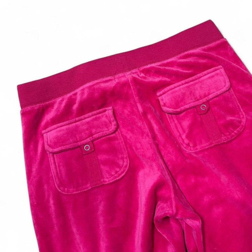 Y2K Pink Velour Flare Sweatpants Womens Medium Preppy Barbie Back Pockets - Picture 6 of 8